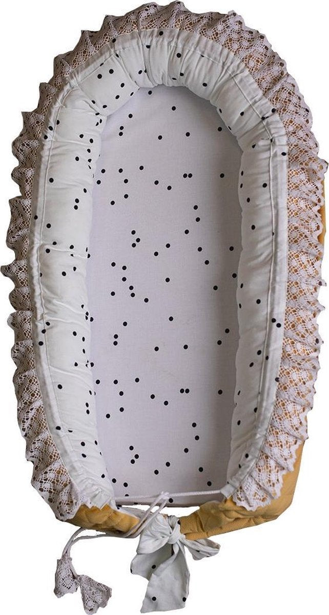Kinder Hop Babynest Triangles Fluweel/katoen Geel/wit