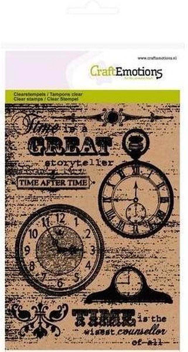 CraftEmotions stempel A6 - achtergrond klokken