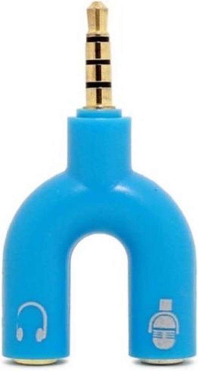 3.5mm Audio Jack Mic & Headphone Adapter verdeler - Blauw