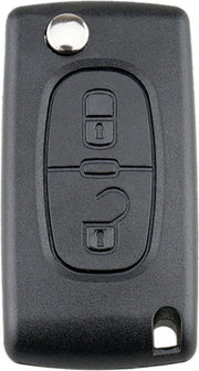 Citroen - klapsleutel behuizing - 2 knoppen - HU83 sleutelbaard met zijgroef - CE0523 zonder batterijhouder in de achterdeksel - batterijhouder vast op de printplaat