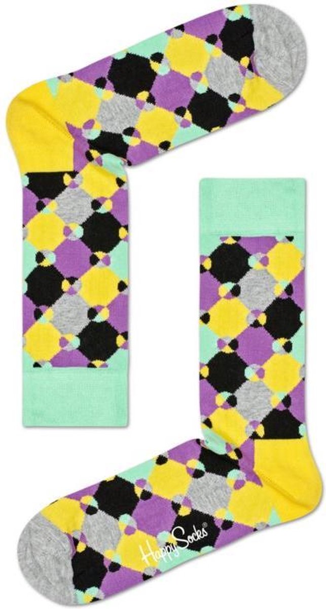 Happy Socks Diamond Dot Sock Paars/Geel/Groen