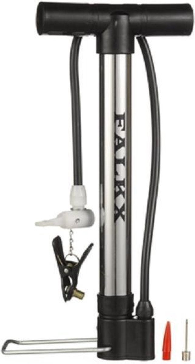 Falkx Fietspomp Mini Klapvoet Met Slang 33 Cm Zilver