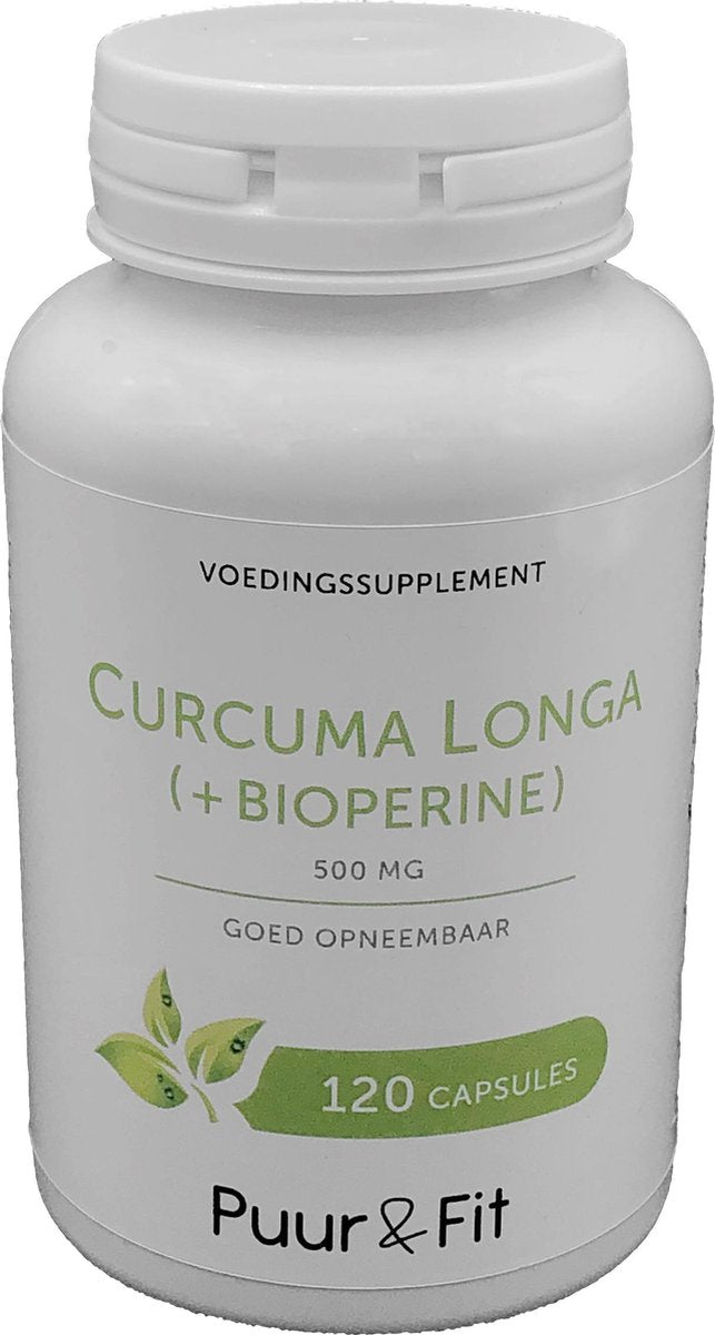 Curcuma Longa 500mg + zwarte peper extract (120 caps - Puur&Fit)