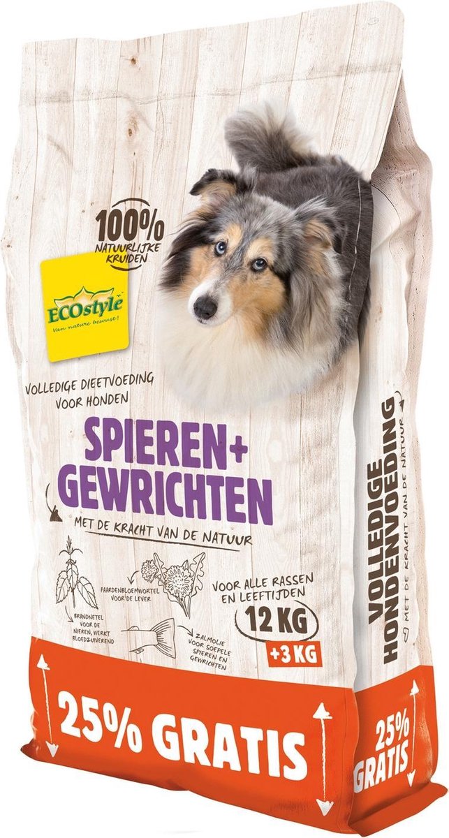 Ecostyle Spieren + Gewrichten Bonusbag - Hondenvoer - 12+3 kg