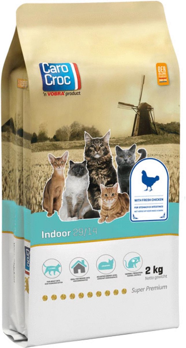 CaroCroc Indoor - Kip - Kattenvoer - 2 kg