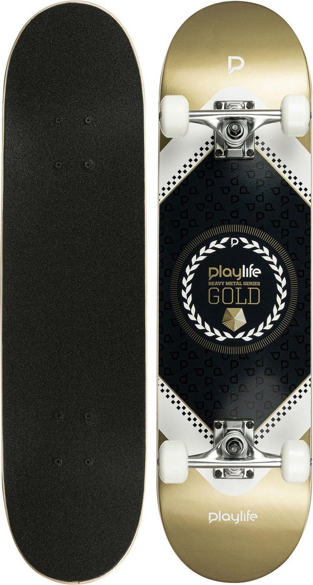 Playlife Skateboard - goud/zwart/wit