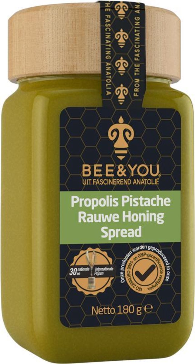Bee&you Propolis Pistache Rauw Honing Spread | Ruw Honing met Pistache