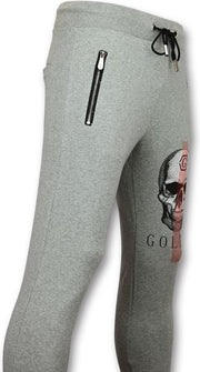 ENOS Joggingbroek Mannen - Heren Sportbroek Print Skull - Grijs - Maten: M