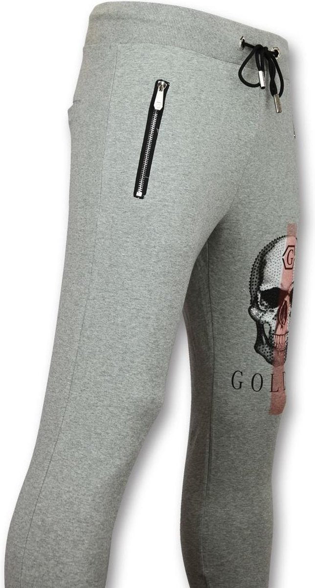 ENOS Joggingbroek Mannen - Heren Sportbroek Print Skull - Grijs - Maten: M