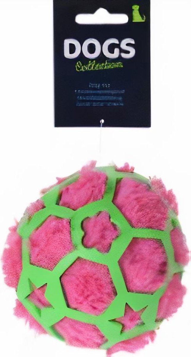 Dogs Collection Hondenspeelbal 12 Cm Pluche Roze/groen