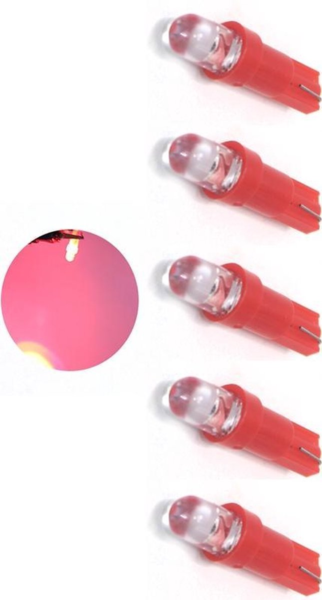 Auto LEDlamp |5x autoverlichting LED T5 | kleur rood | 12V DC