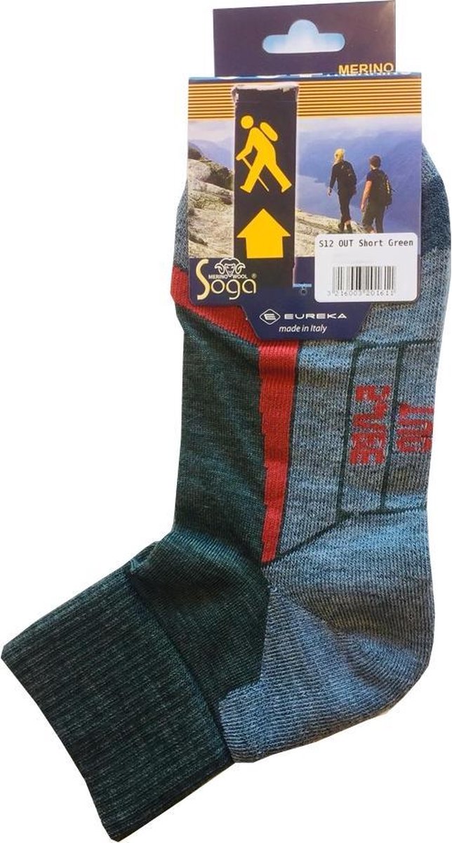 2-Pack Half Hoge Wandelsokken met Merino Wol S12 Quarter Dames & Heren Groen - Maat 35-38