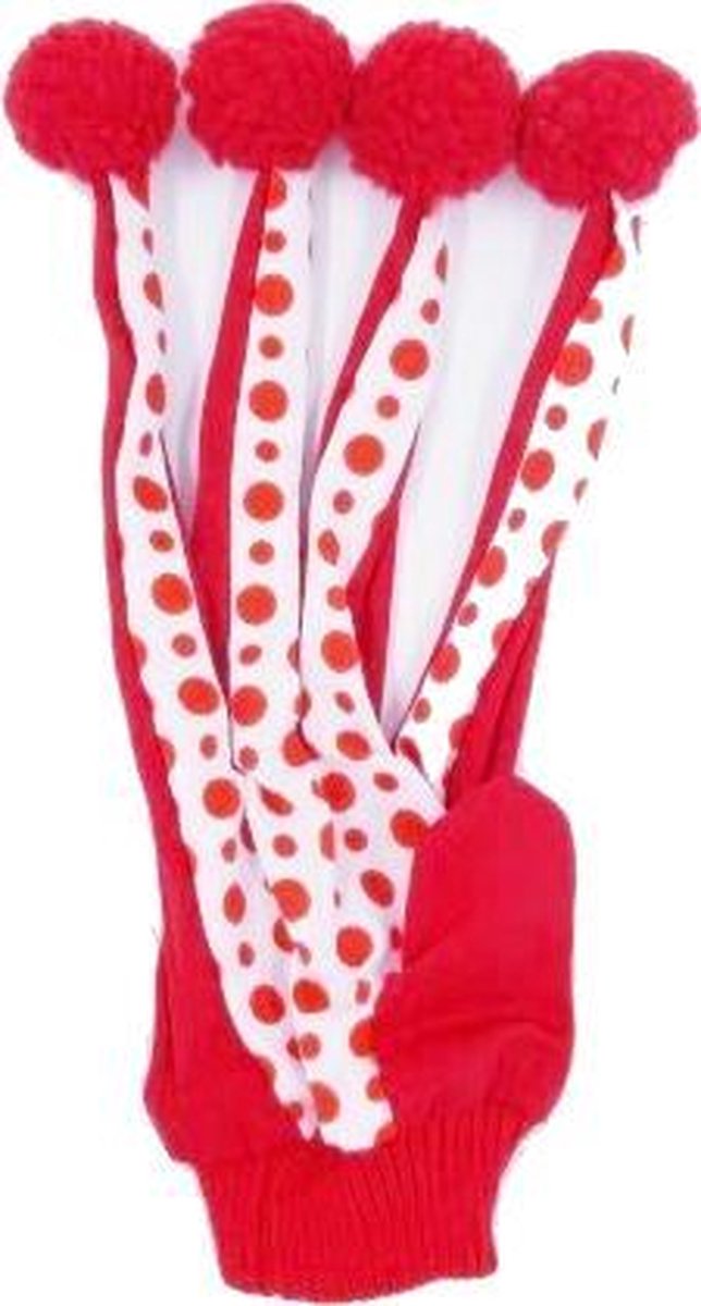Katten en kitten speel handschoen (rechts) - Rood en wit met rode nopjes - PetLove - nu met gratis vachthandschoen.