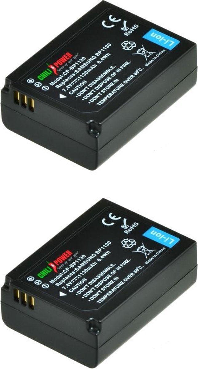 ChiliPower Samsung BP1030 / BP1130 camera batterij - 2 stuks verpakking