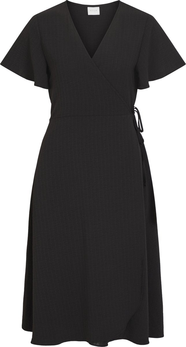VILA VILOVIE S/S WRAP MIDI DRESS/SU  Dames Jurk - Maat 40