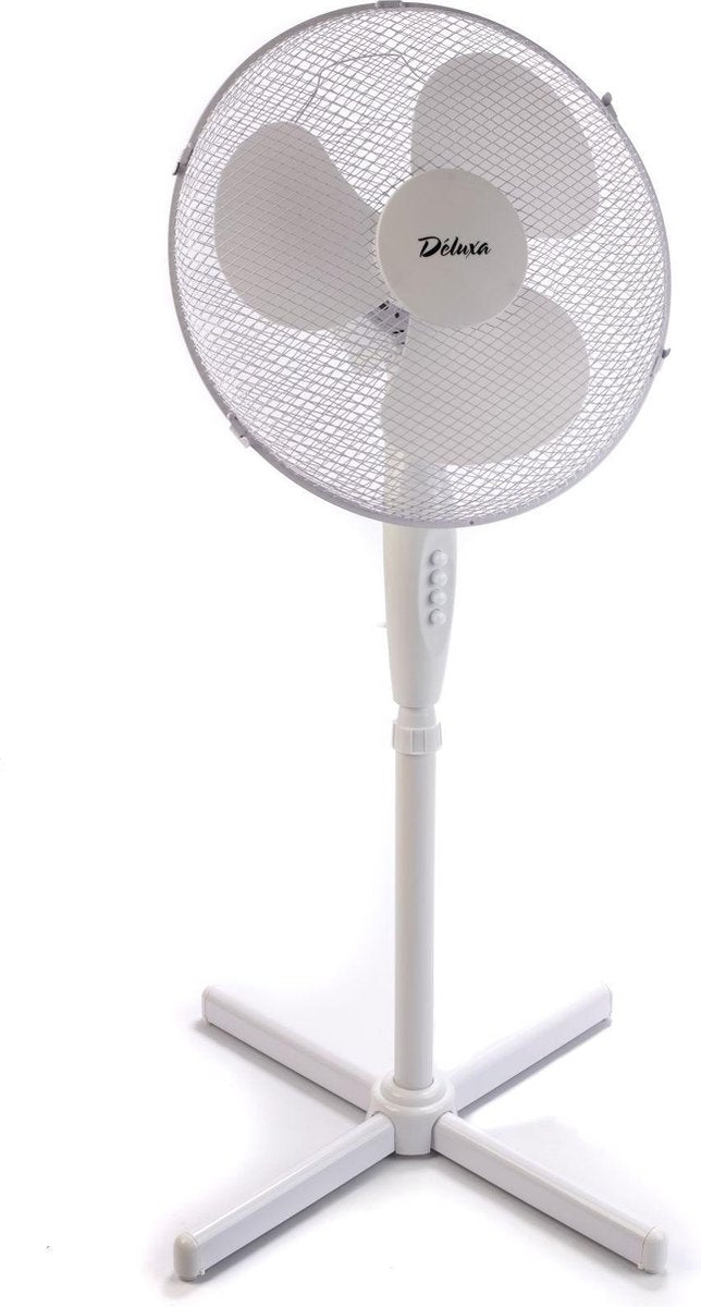 Deluxa Robuuste Staande Ventilator|40CM | Wit | 105 - 128CM | Modern Design