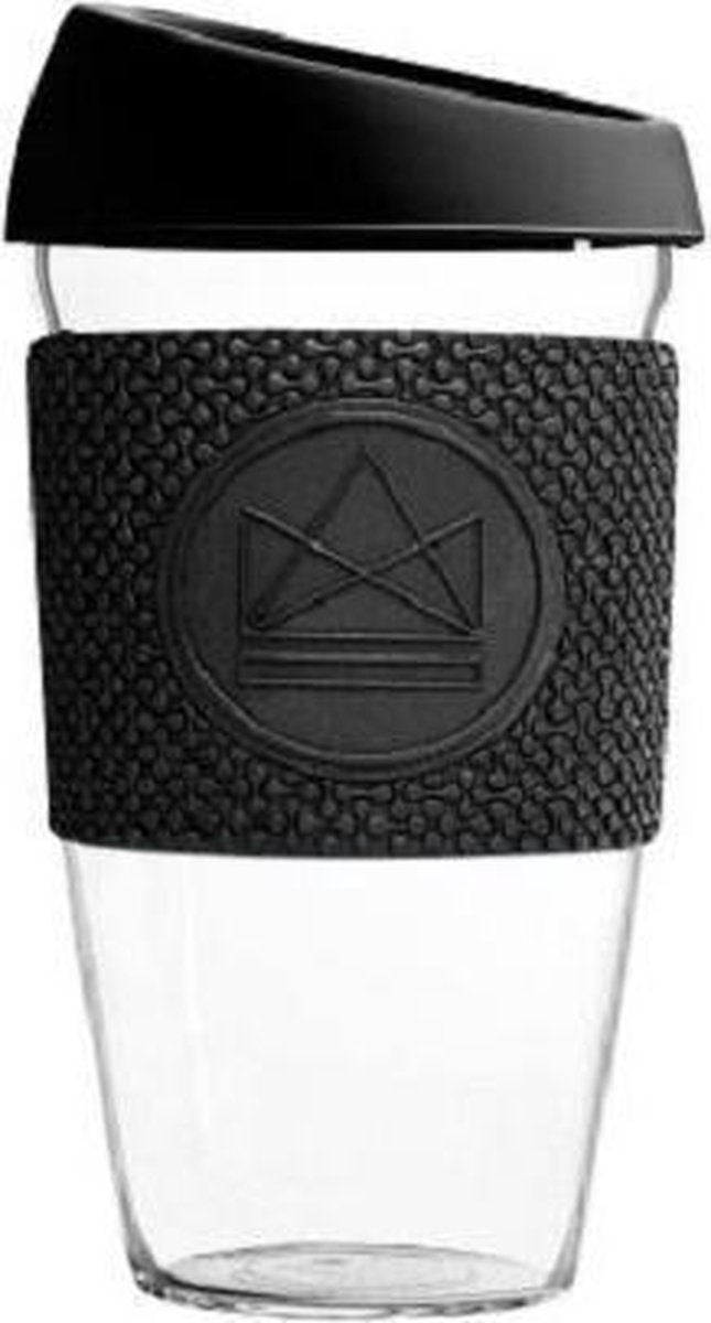 Neon Kactus Koffieglas Rock Star 450 Ml Glas/siliconen Zwart