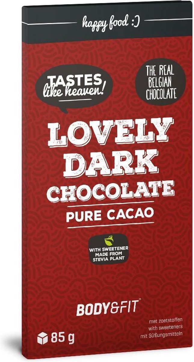 Body & Fit Smart Chocolate - Chocolade gezoet met stevia - 1 doos - Puur