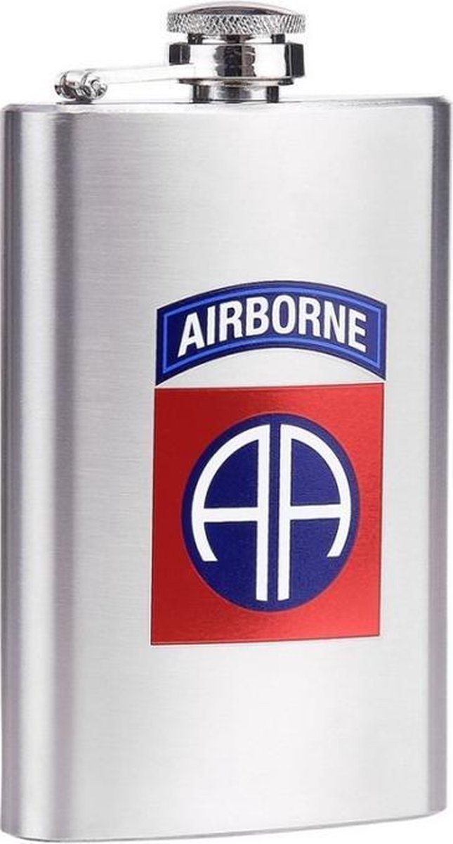 Zakfles/heupflacon RVS 150ml - 82nd Airborne