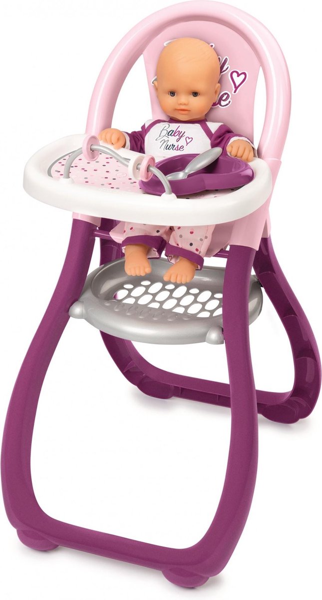 Smoby Baby Nurse poppenstoel | eetstoel paars-roos