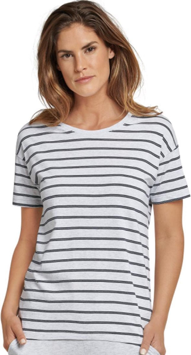 Schiesser - Dames - T-Shirt Grijs Gestreept - Grijs - 42