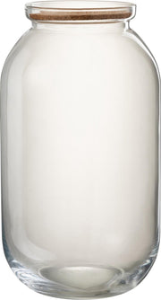 J-Line Pot Roxy Decoratief Glas/Kurk Transparant Large
