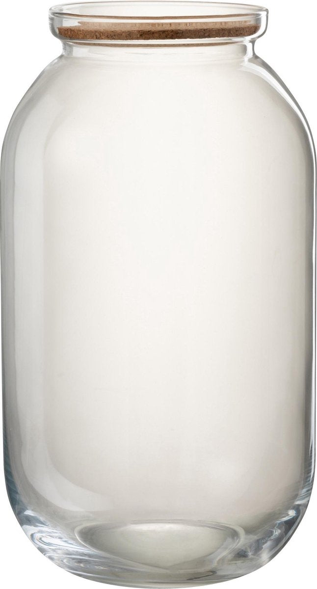 J-Line Pot Roxy Decoratief Glas/Kurk Transparant Large