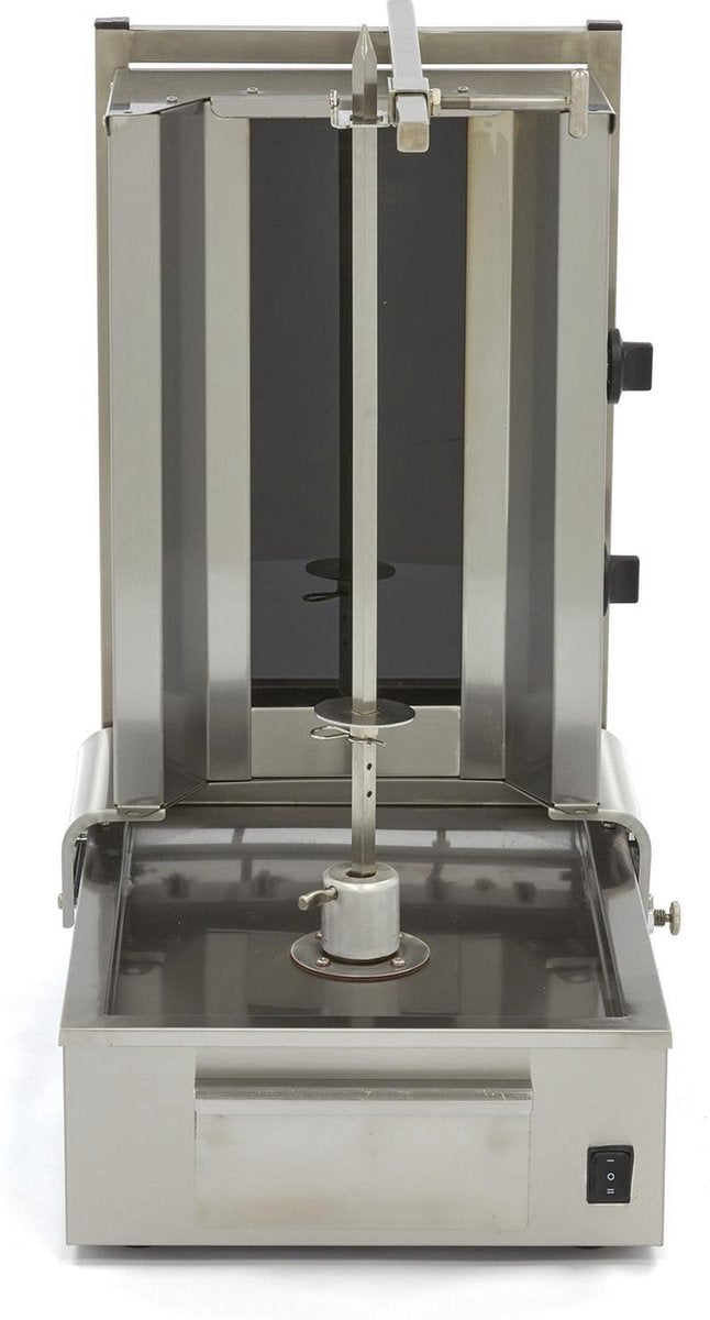 Doner Kebab / Gyros / Shoarma Grill 2 Branders - 230V - RVS - Max. 20 kg Vlees - Verstelbare Spies - Links + Rechts Draaiend - Doner Grill - Maxima