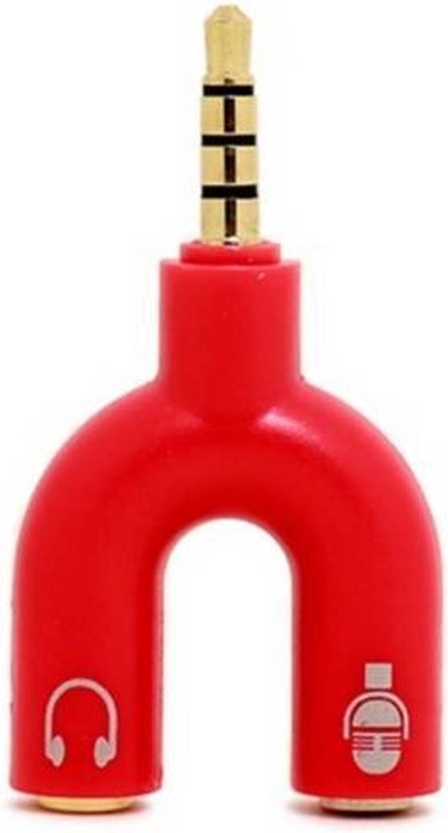 3.5mm Audio Jack Mic & Headphone Adapter verdeler - Rood