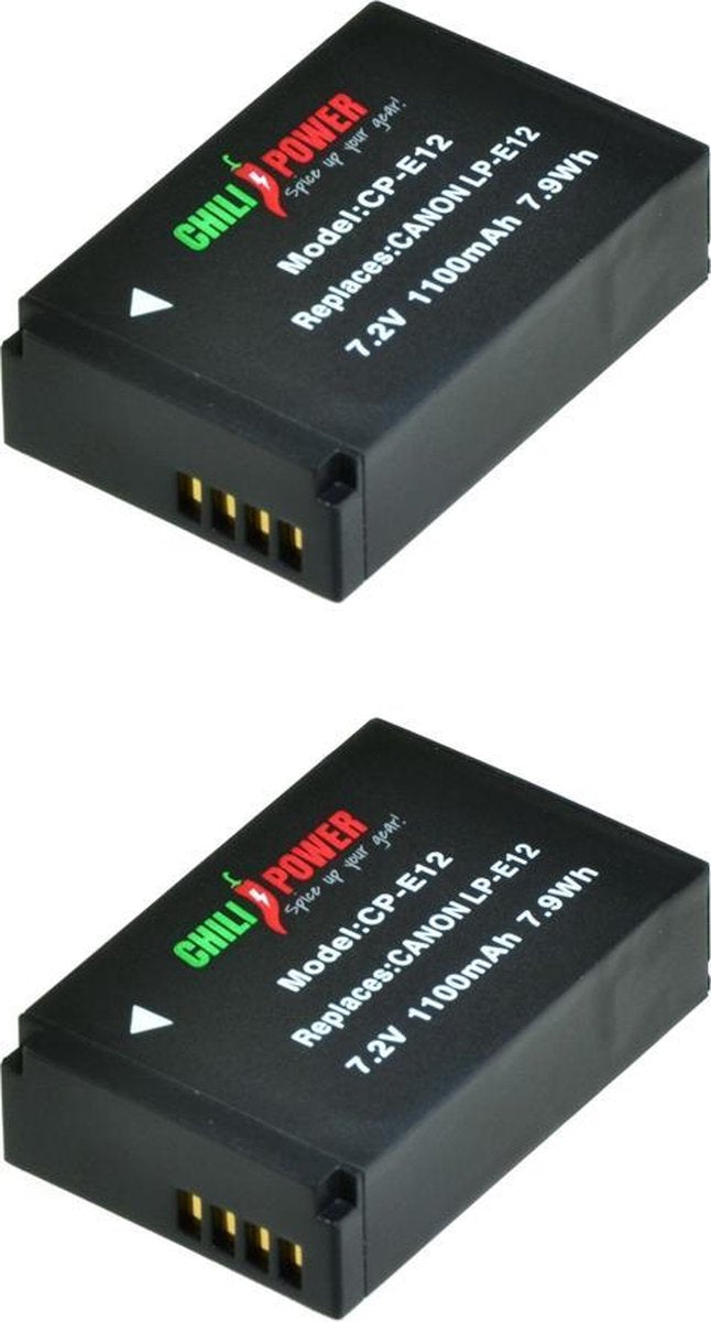 ChiliPower LP-E12 accu voor Canon - 1100mAh - 2-Pack