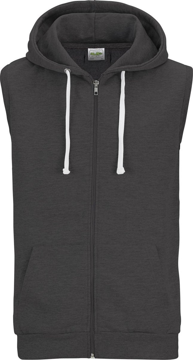 Awdis Gewoon Hoods Mensens Mouwloze Hoodie Jacket (Houtskool)