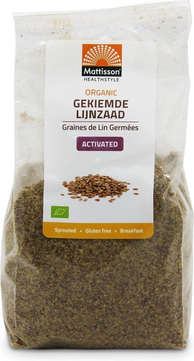 Mattisson Organic gekiemde lijnzaad gemalen omega 3 180 gram