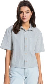 Quiksilver Riding Sea Ss Dark Blue Seer Sucker Stripes M