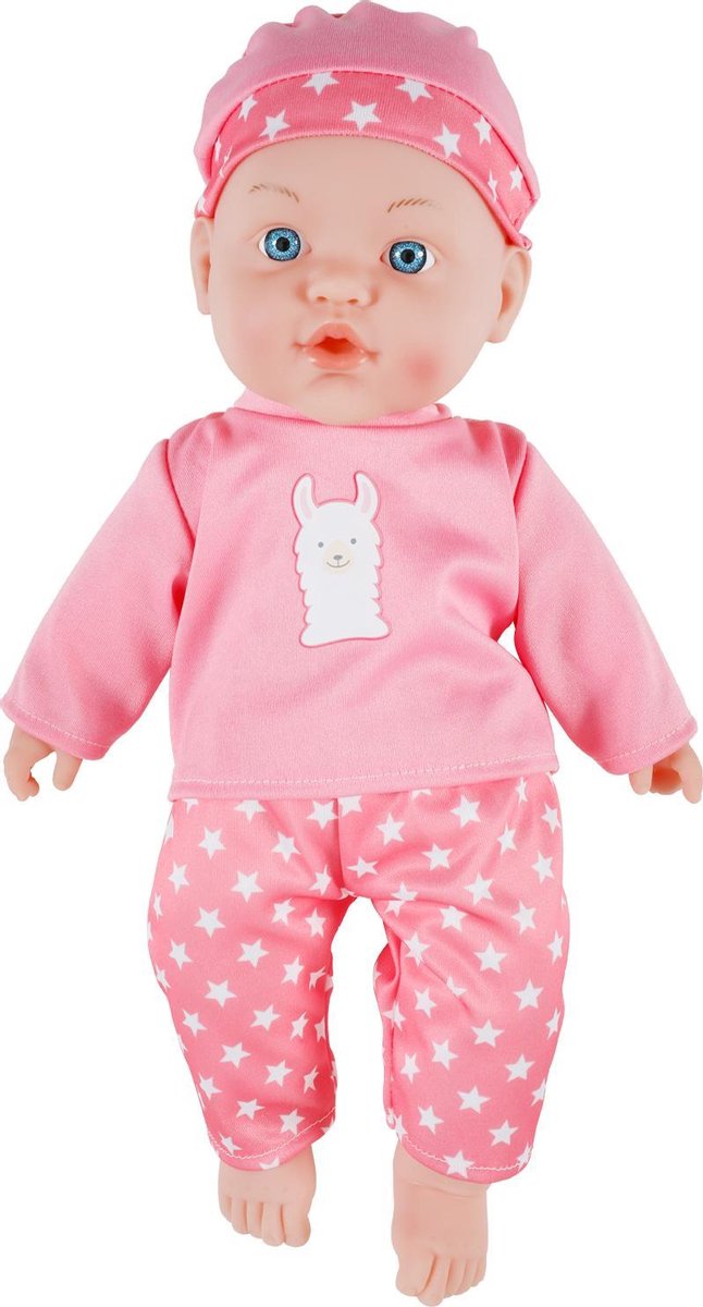 Baby pop met geluid - Dolly Star | Sint & Kerst|   40CM- 1-12 jaar - Cadeau tip - Roze - Baby - Stem - Spelen - Nederlands