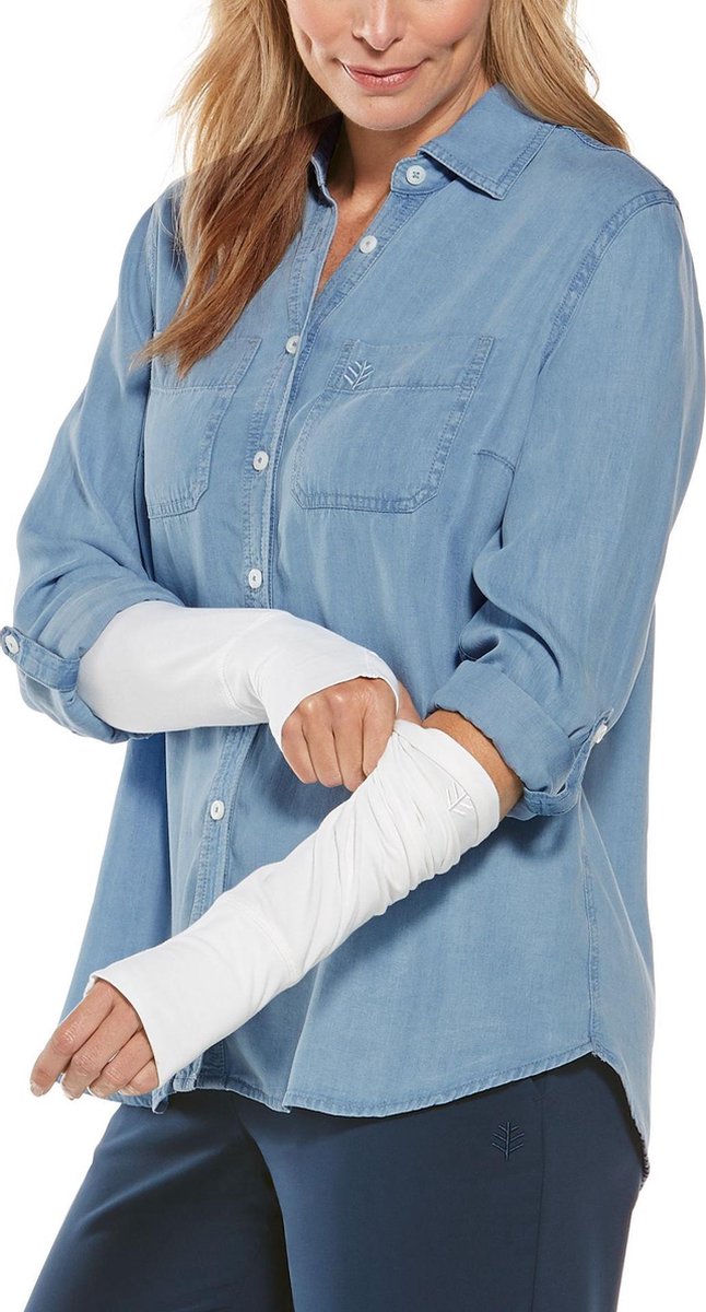 Coolibar - UV-werende mouwen voor dames - LumaLeo - Wit - maat L/XL