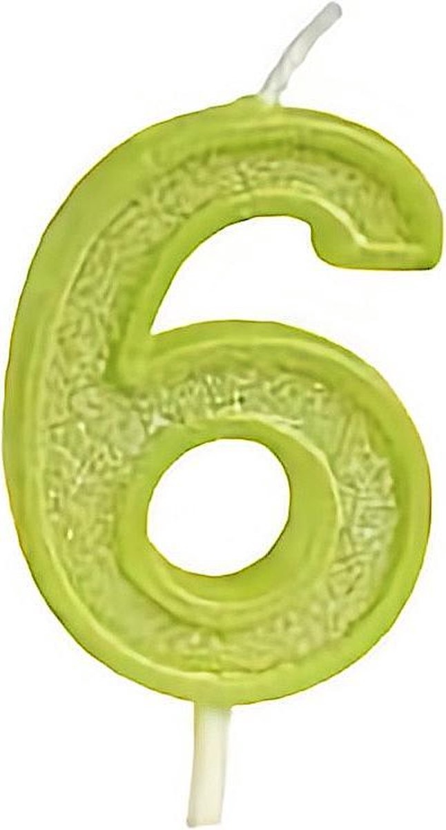 Fiestas Guirca Verjaardagskaars Glitter 6 Jaar 4 Cm Wax Groen