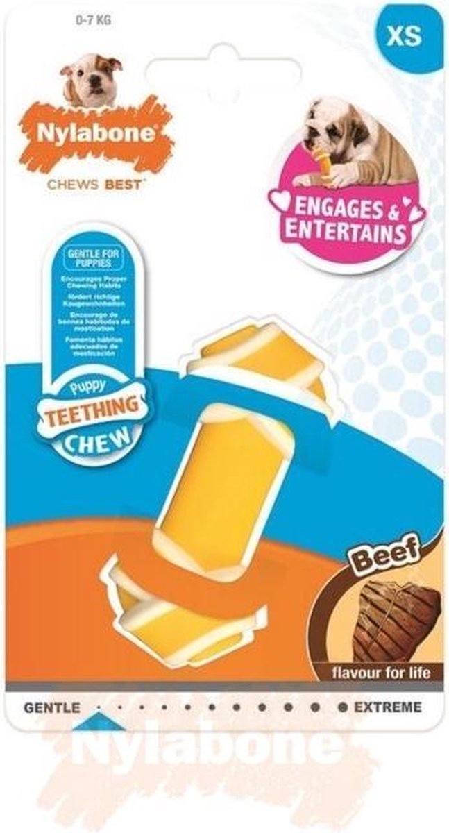 Nylabone Puppy kauwbot knoop met rundvleessmaak - X-Small