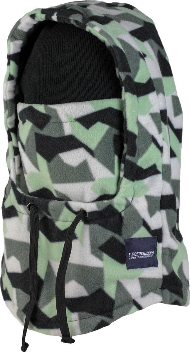 Poederbaas Poederbaas Fleece Balaclava Muts (Sport) - Unisex - groen/zwart/grijs