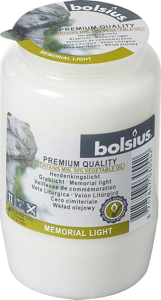 4 stuks Bolsius Herdenkingslicht comp nr.3 wit