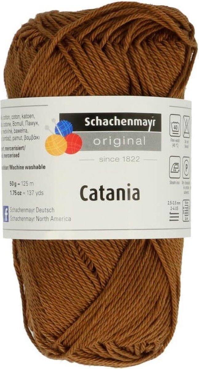 Schachenmayr Catania katoen bruin-hazelnoot 157. Pak met 10 BOLLEN a 50 GRAM. KL. NUM. 15507548.  INCL. Gratis Digitale vinger haak en brei toerenteller