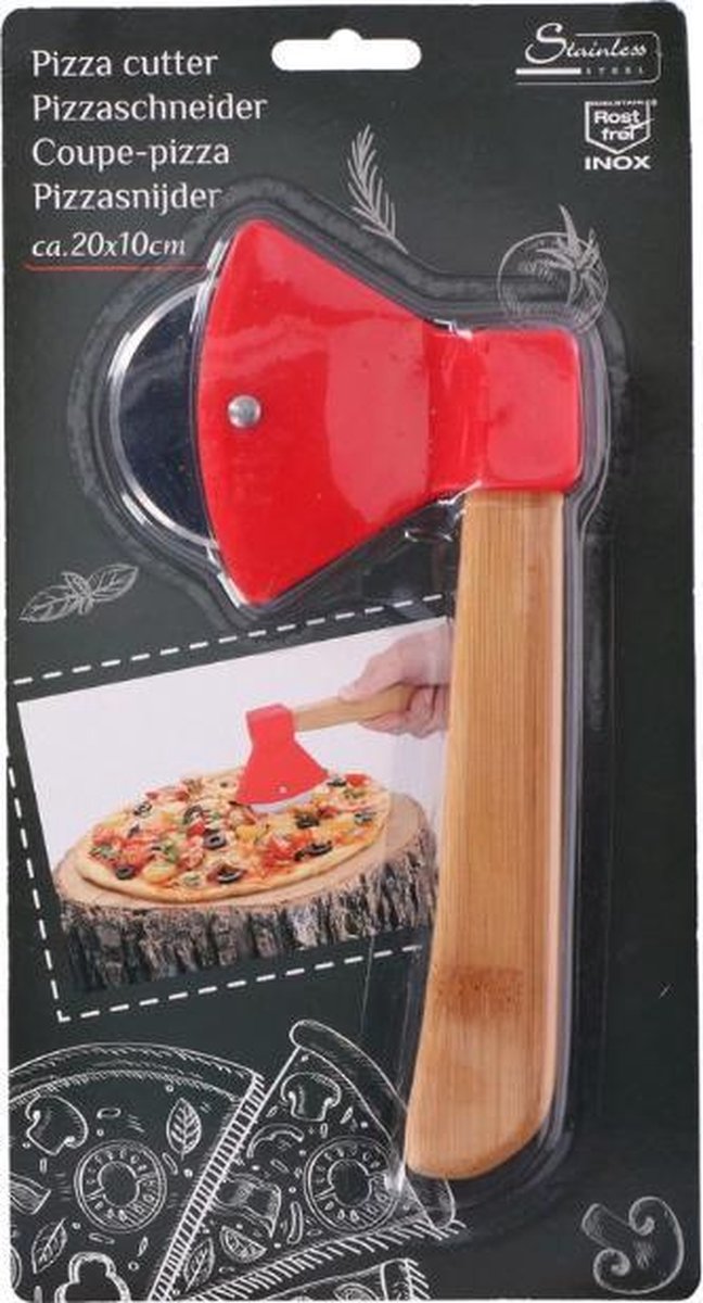 Pizza snijder circa 20 x 10 cm - Pizza cutter - Coupe pizza - Taglia pizza - Bijl pizzasnijder - Mooie pizza snijder - Grappige pizza snijder - Komische pizza snijder - effectieve pizzasnijder