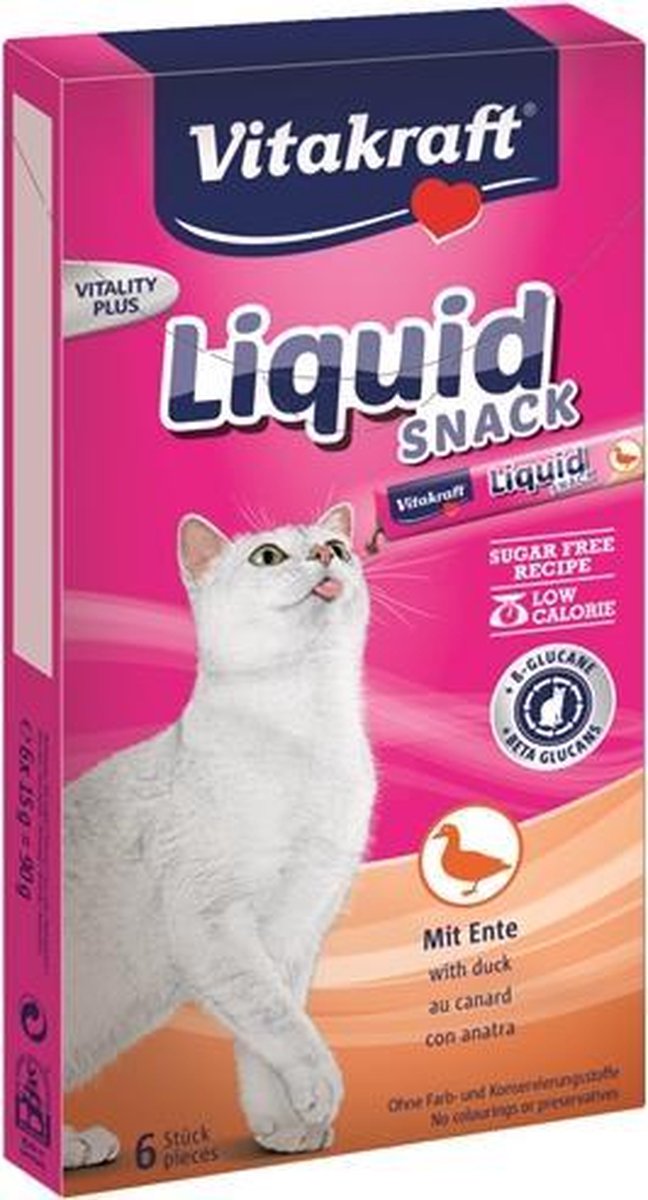 Vitakraft cat liquid snack eend & b-glucaan - 6 st - 1 stuks