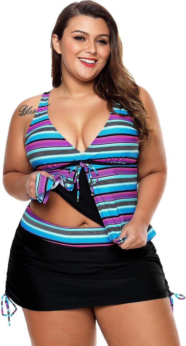 Tankini Skirtini 2-Delig Dames - Gestreept - Maat XXXL/3XL 'Tiaga'