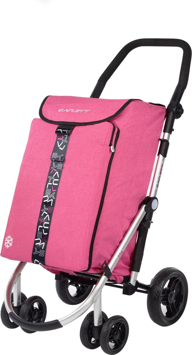 Carlett Lett 460 Cooler TXT Boodschappentrolley - 40 L - 4 wielen - opvouwbaar - koelvak - veiligheidsrem - Malva Roze