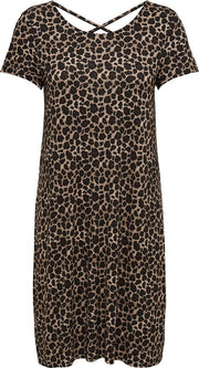 Onlbera Back Lace Up S/s Dress Jrs 15131237 Black/leo Print