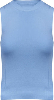 Sleeveless high neck top blue