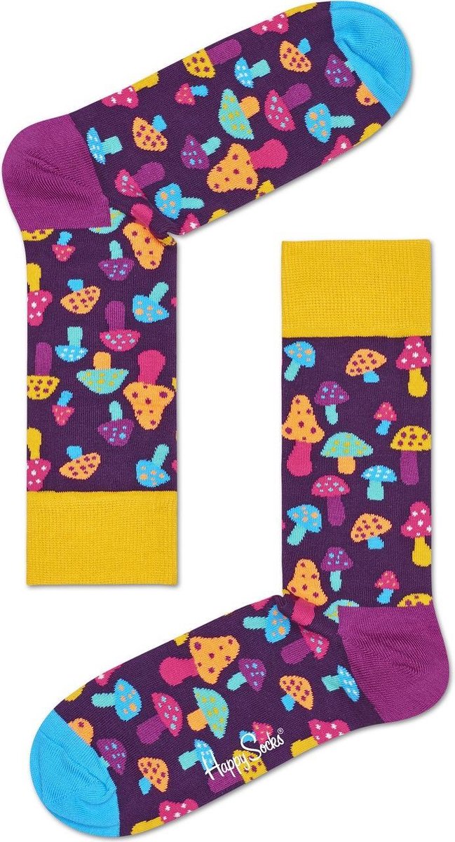 Happy Socks Shrooms Anniversary Sokken - Paars/Geel - Maat 36-40