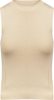 Sleeveless high neck top beige