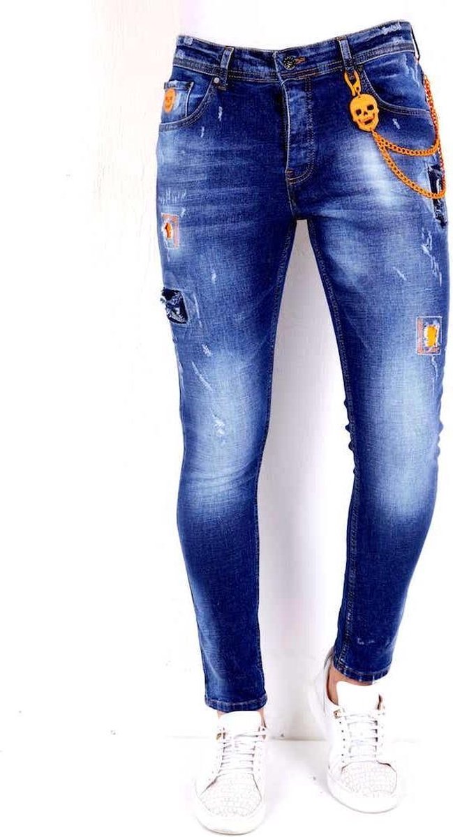 TRUE RISE Exclusive Broek met Verfspatten Heren - 1006 - Blauw - Maten: 34