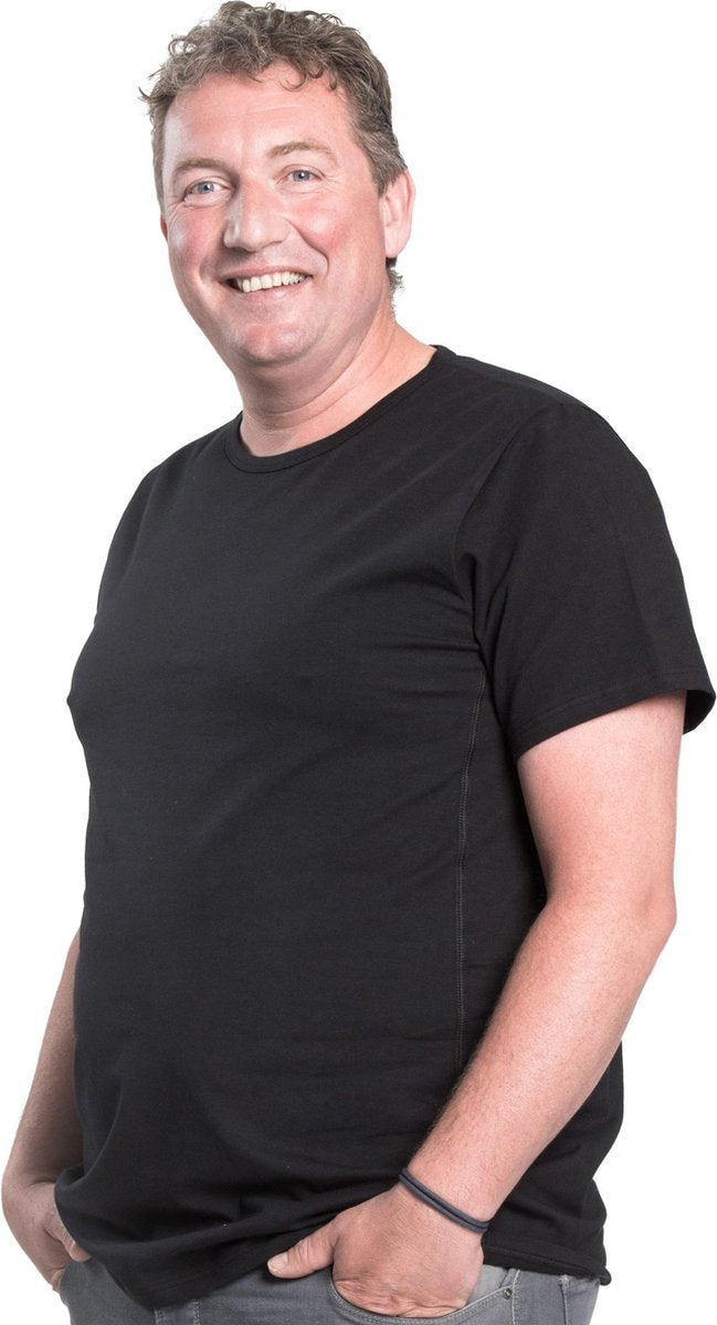 3XL 2pack T-shirt heren ronde-hals zwart | Grote maten ronde hals T-shirt | Buikmaat 129 -137 cm buikomvang | XXXL